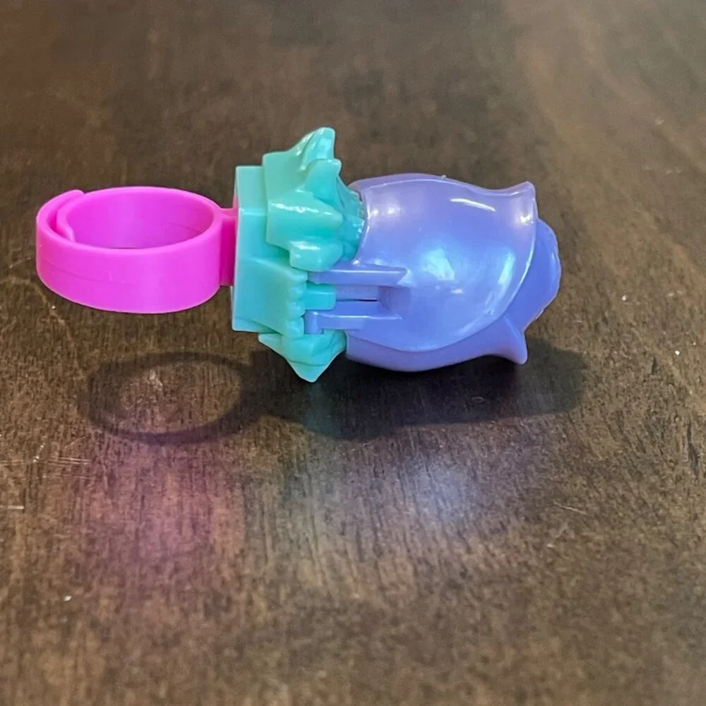 Vintage Polly Pocket 1993 Tulip Petal Fairy Ring Complete 2 Piece‎ Set Bluebird